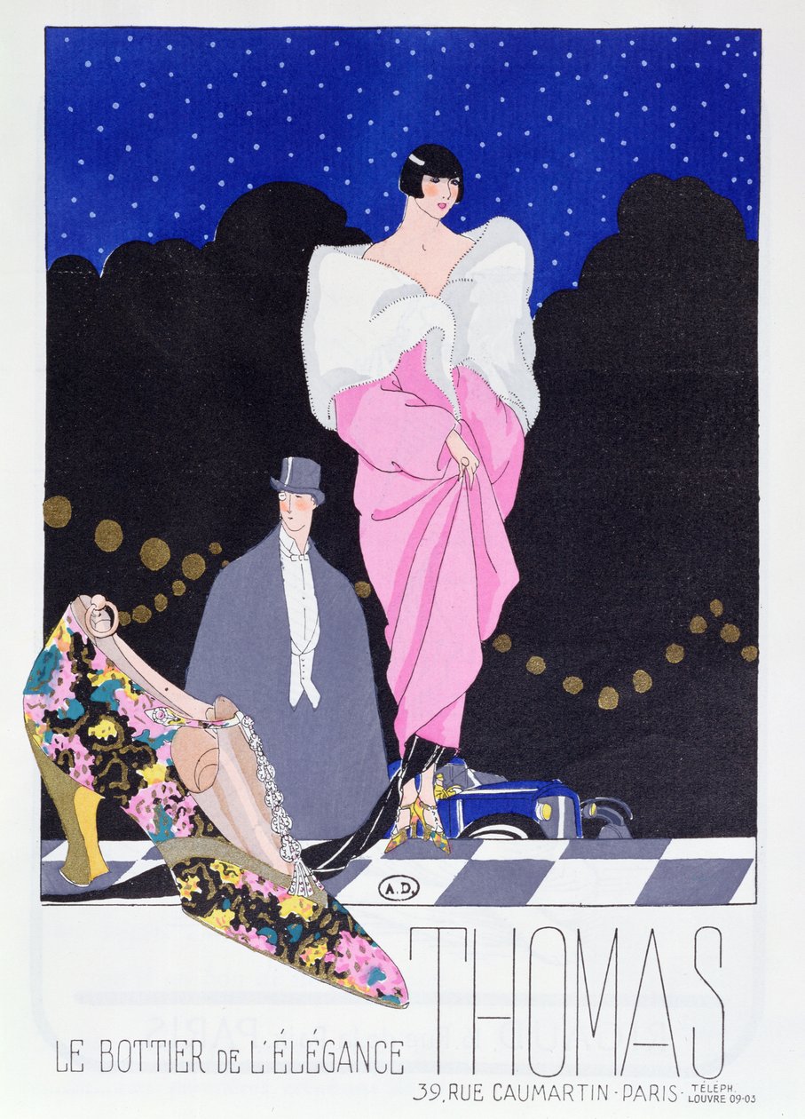 Anzeige für den Schuhmacher Thomas aus der Modezeitschrift Art-Gout-Beaute, 1924 von French School
