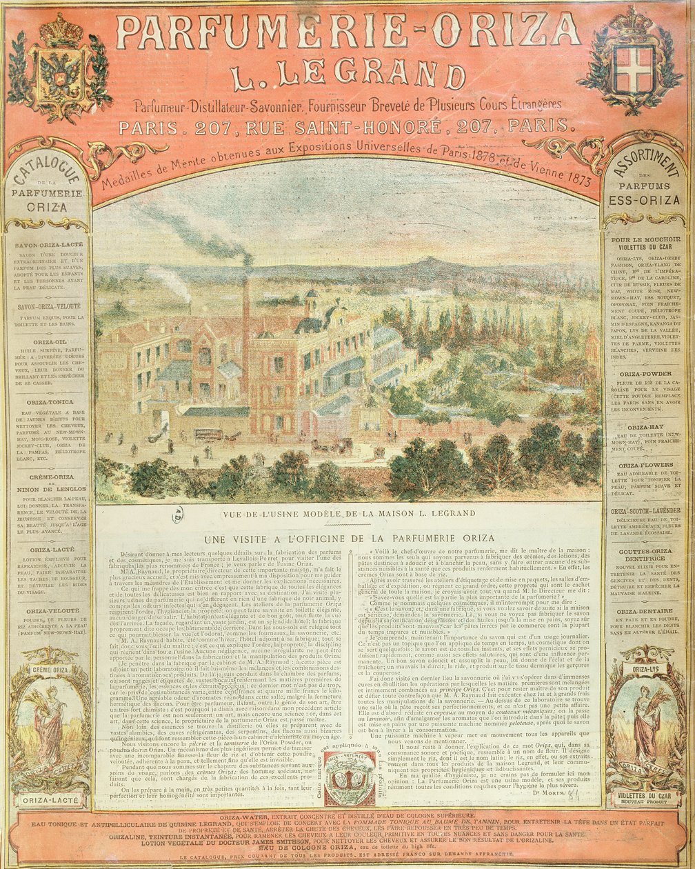 Werbung für die Parfumerie Oriza L. Legrand, ca. 1884 von French School