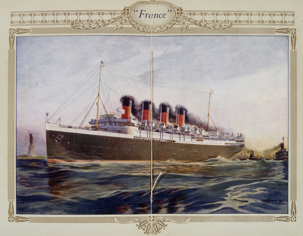 Werbeflyer des Liners „France“ von French School