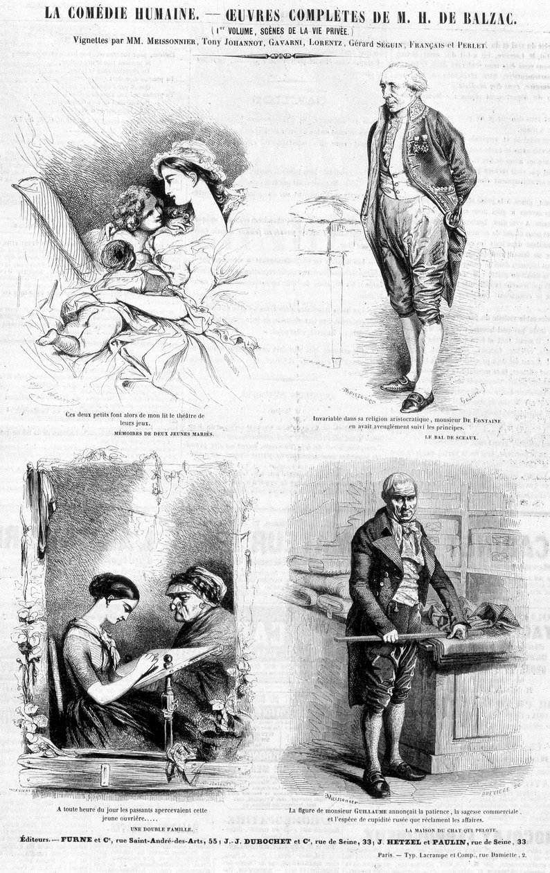Werbeseite für die Werke von Balzac - in „Charivari“, Juli 1842 von French School