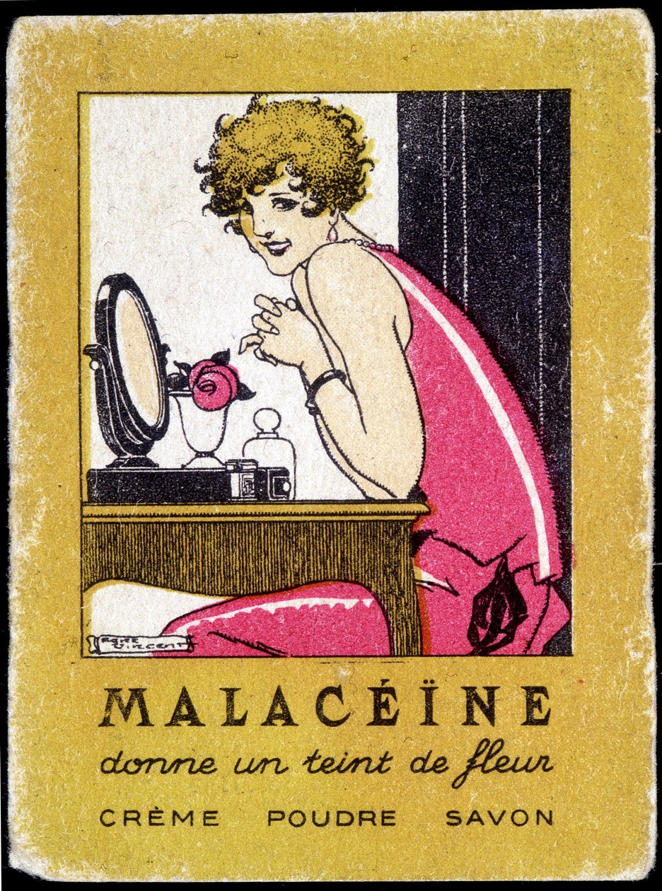 Werbepostkarte für Malacéine-Schönheitsprodukte, ca. 1920 von French School