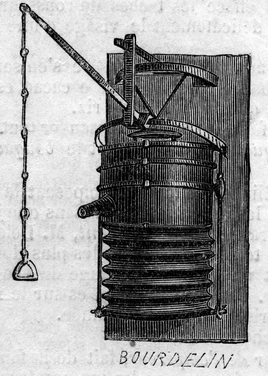Landwirtschaftsmaschine: ein Schmiedebalg, präsentiert beim Pariser Landwirtschaftswettbewerb 1860. Gravur in „Le Monde Illustré“ Nr. 172 vom 28. Juli 1860. von French School