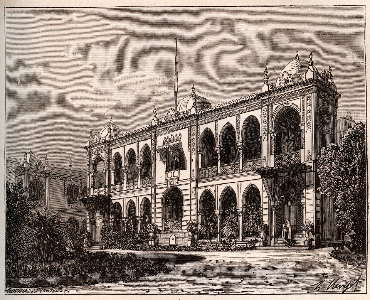 Algier - Palais du Gouverneur in Mustapha - Gravur in „La France illustree: geographie, histoire, administration statistique“ von V.A. Malt-Brown. 1884 von French School