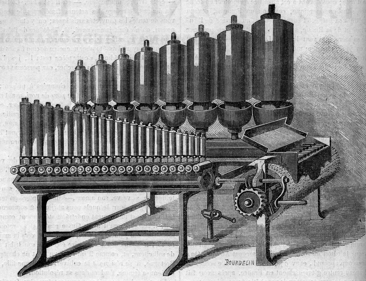 Amerikanische Dampforgel. Gravur in „Le Monde Illustré“ Nr. 146 vom 28. Januar 1860 von French School