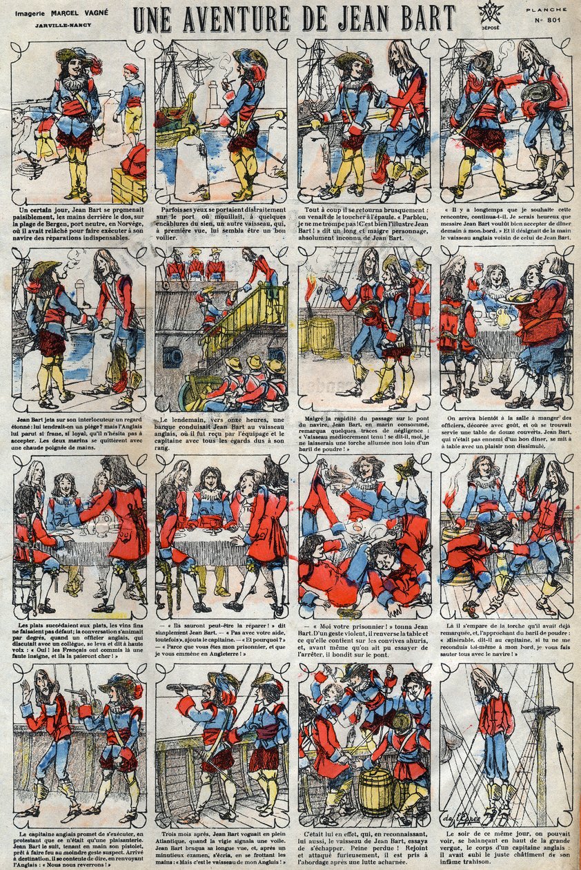Ein Abenteuer von Jean Bart (1650-1702), französischer Freibeuter. Epinal-Bildgebung aus dem späten 19. Jahrhundert. von French School