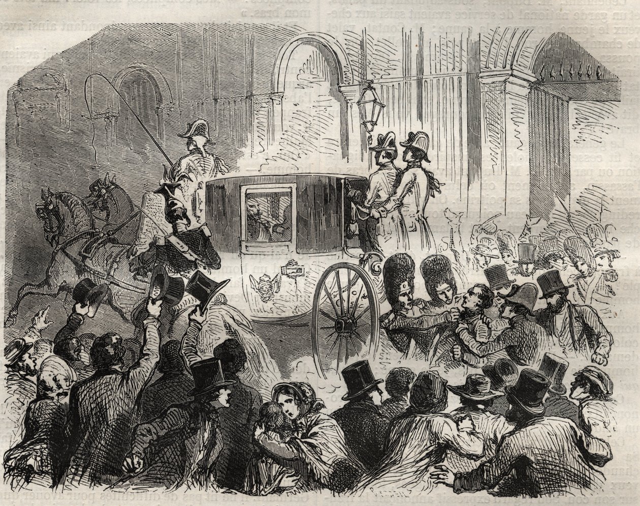 Verhaftung von Louis Alibaud nach seinem Attentat auf Louis-Philippe I. (1773-1850), König der Franzosen, am 25. Juni von French School
