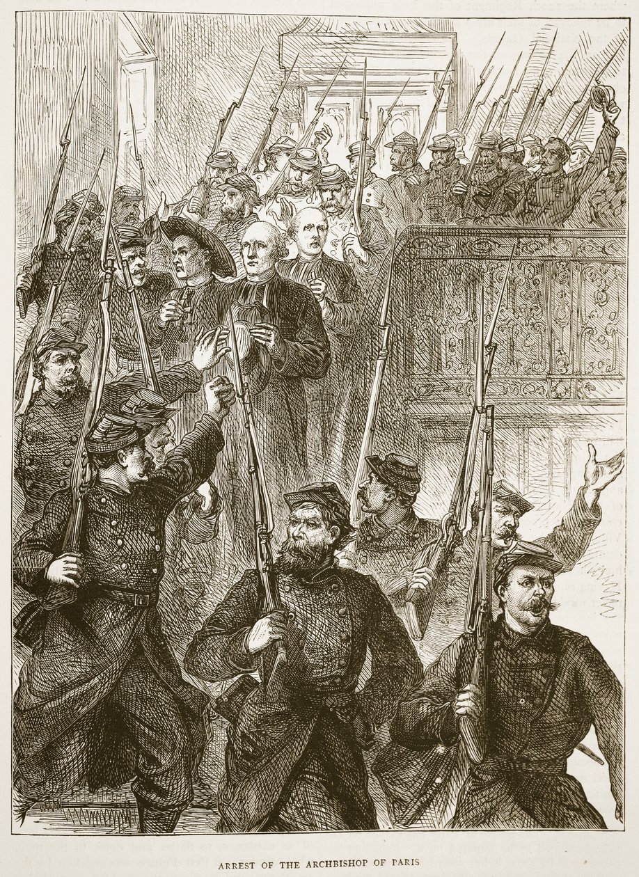 Verhaftung des Erzbischofs von Paris, März 1871, Illustration aus Cassells Geschichte des Krieges zwischen Frankreich und Deutschland, 1870-1871 von French School