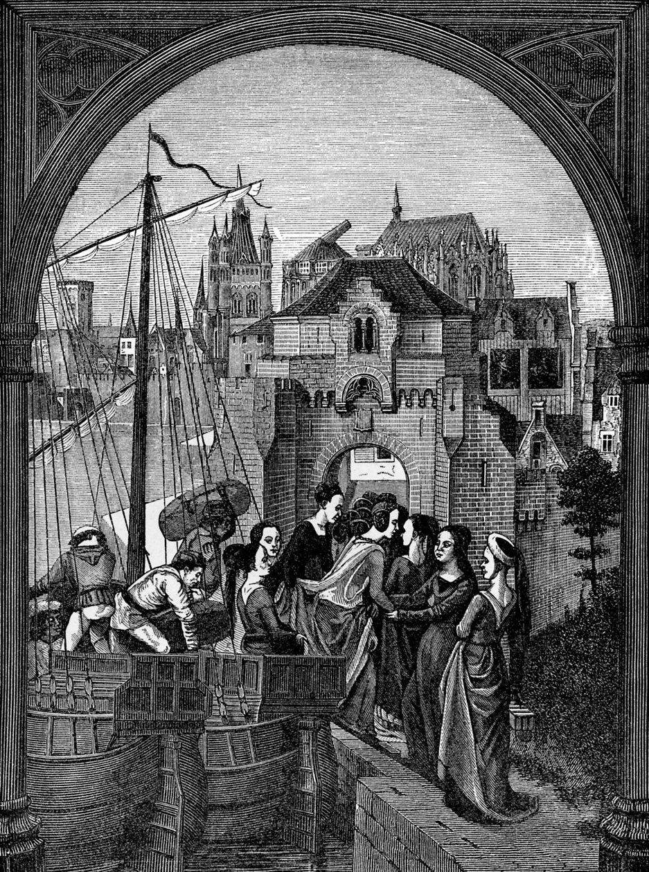 Ankunft der Flotte des Tyrannen Maximus in Köln von French School