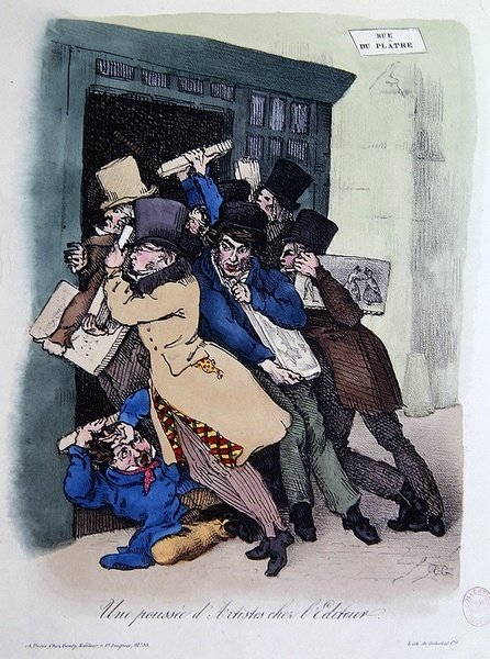 Künstler belagern die Tür des Verlegers, ca. 1830 von French School