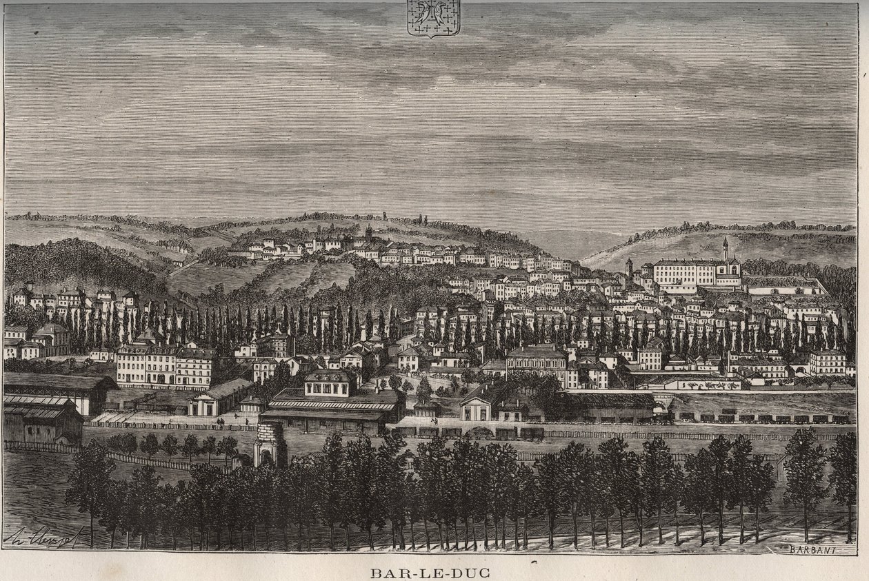 Bar-le-Duc - Departement der Meuse - Gravur in „La France illustrée: Geographie, Geschichte, statistische Verwaltung“ von V.A. Malt-Brown. 1884 von French School