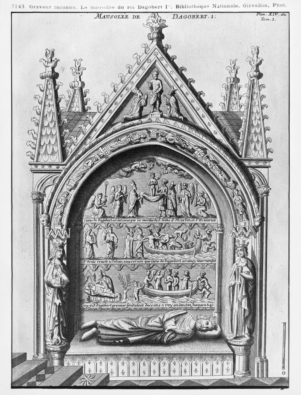 Basilika Saint-Denis, Mausoleum von Dagobert I. (605-39), König der Franken, restauriert von Adolphe Victor Geoffrey-Dechaume (1816-92) im Jahr 1862 von French School