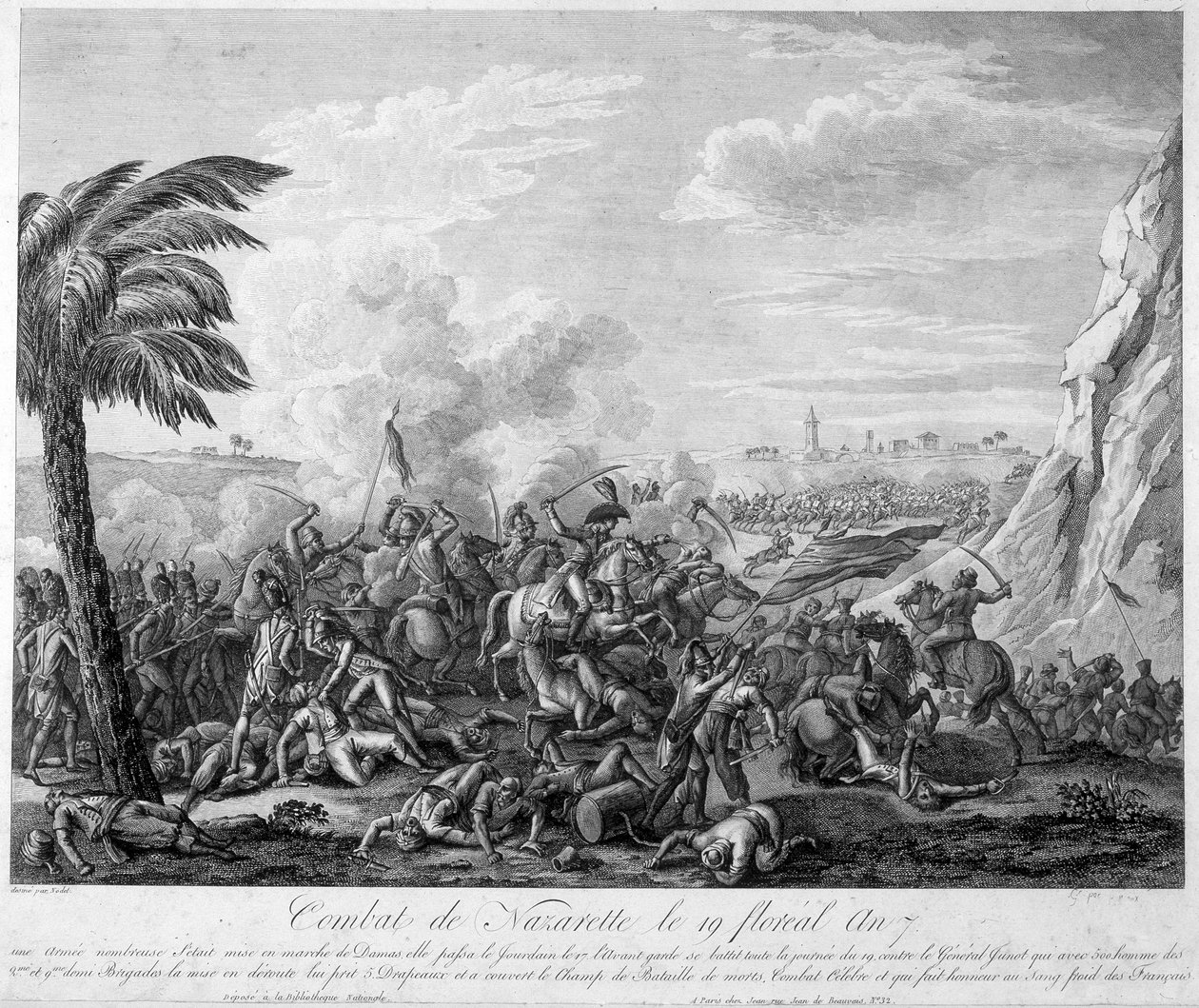 Schlacht von Nazareth am 19. Floreal Jahr 7 (1799) unter General Jean Andoche Junot - in „Revolution francaise“ von Thiers. 19. Jahrhundert von French School