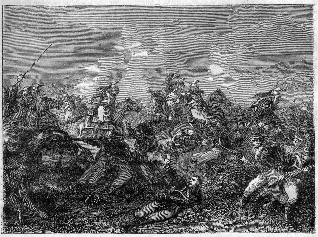 Schlacht von Saint-Dizier, 27. Januar 1814 (alliierten russischen Truppen gegen französische Gardedrachen) Schlacht von Saint Dizier - schöner Angriff der Gardedrachen - Schlacht der Gardedrachen gegen die Russen von Landskoi - in „Histoire de l