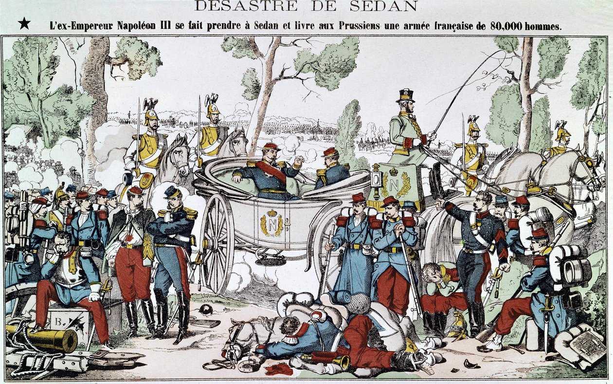 Schlacht von Sedan 1870. Der ehemalige Kaiser Napoleon III wird in Sedan gefangen genommen und liefert den Preußen eine französische Armee von 80.000 Mann von French School
