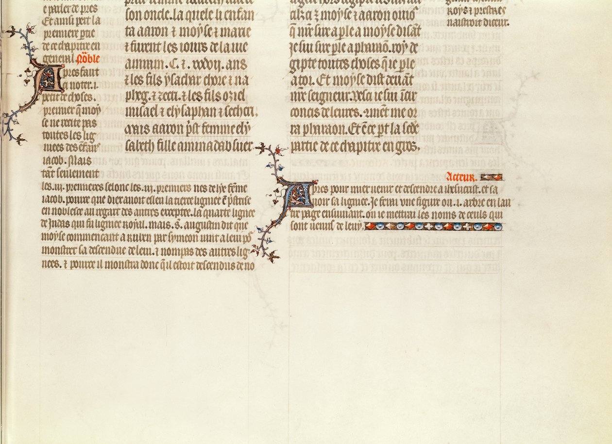 Unterseite einer Seite ohne Miniatur, aus der Bibel von Jean de Sy, ca. 1355 von French School