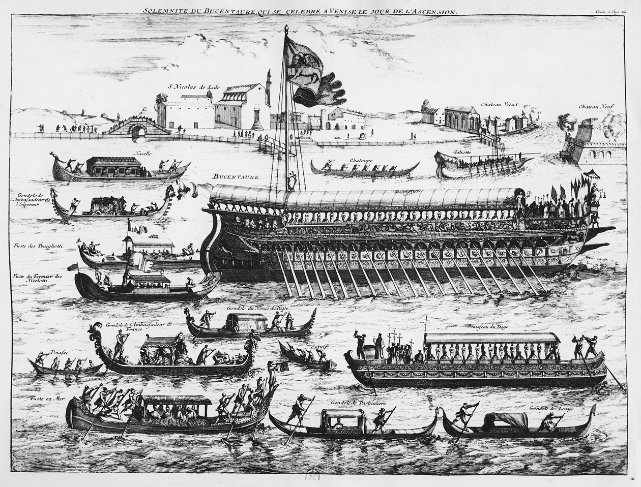 Bucentaur in Venedig am Himmelfahrtstag (Gravur) von French School