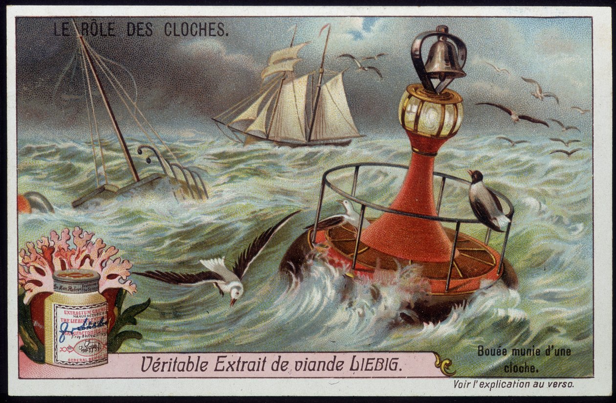 Boje mit Glocke zur Warnung von Booten - Liebig-Chromo von French School