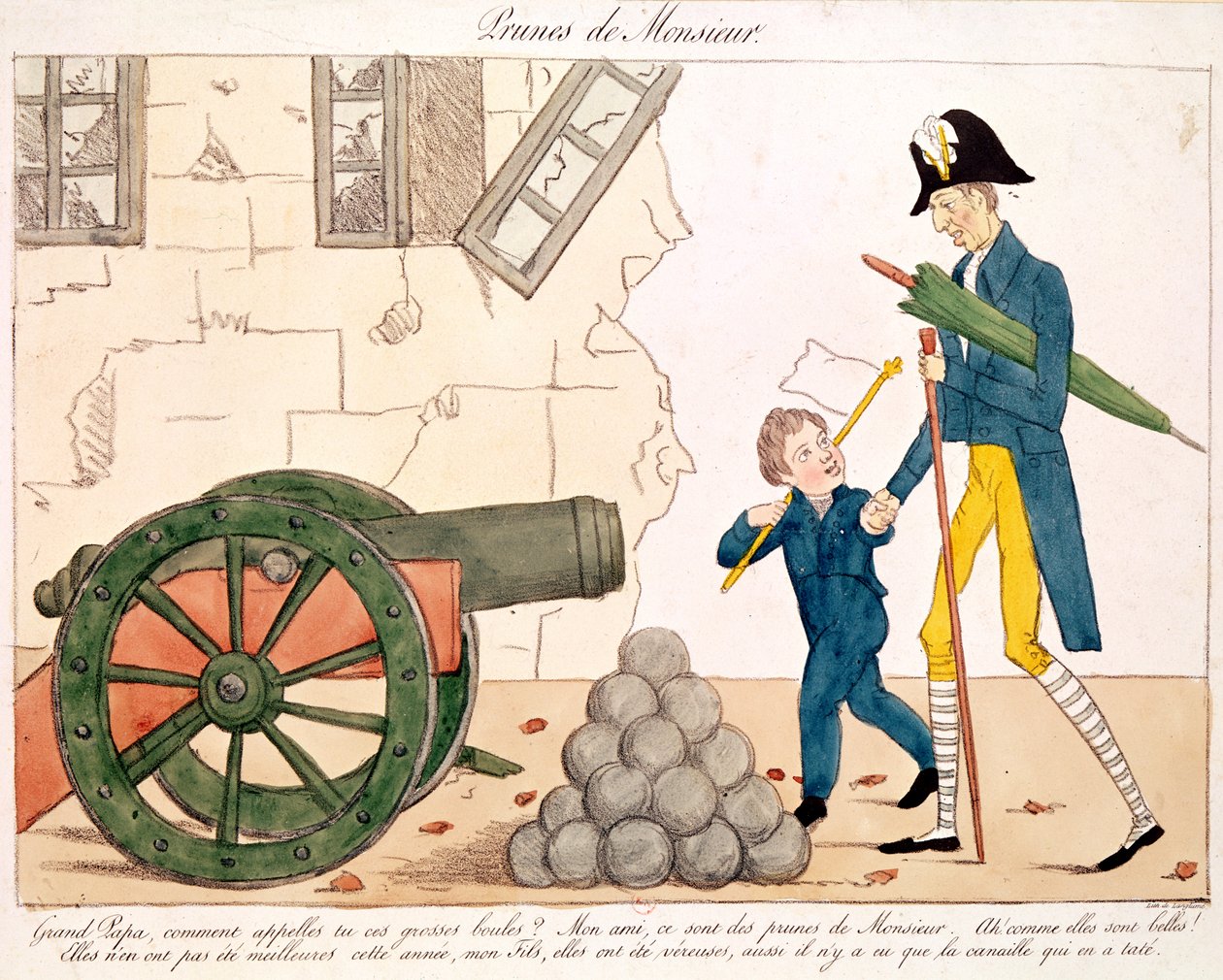 Karikatur von Charles X (1757-1836) und Henri (1820-83) Duc de Bordeaux, 25. Juli 1830 von French School