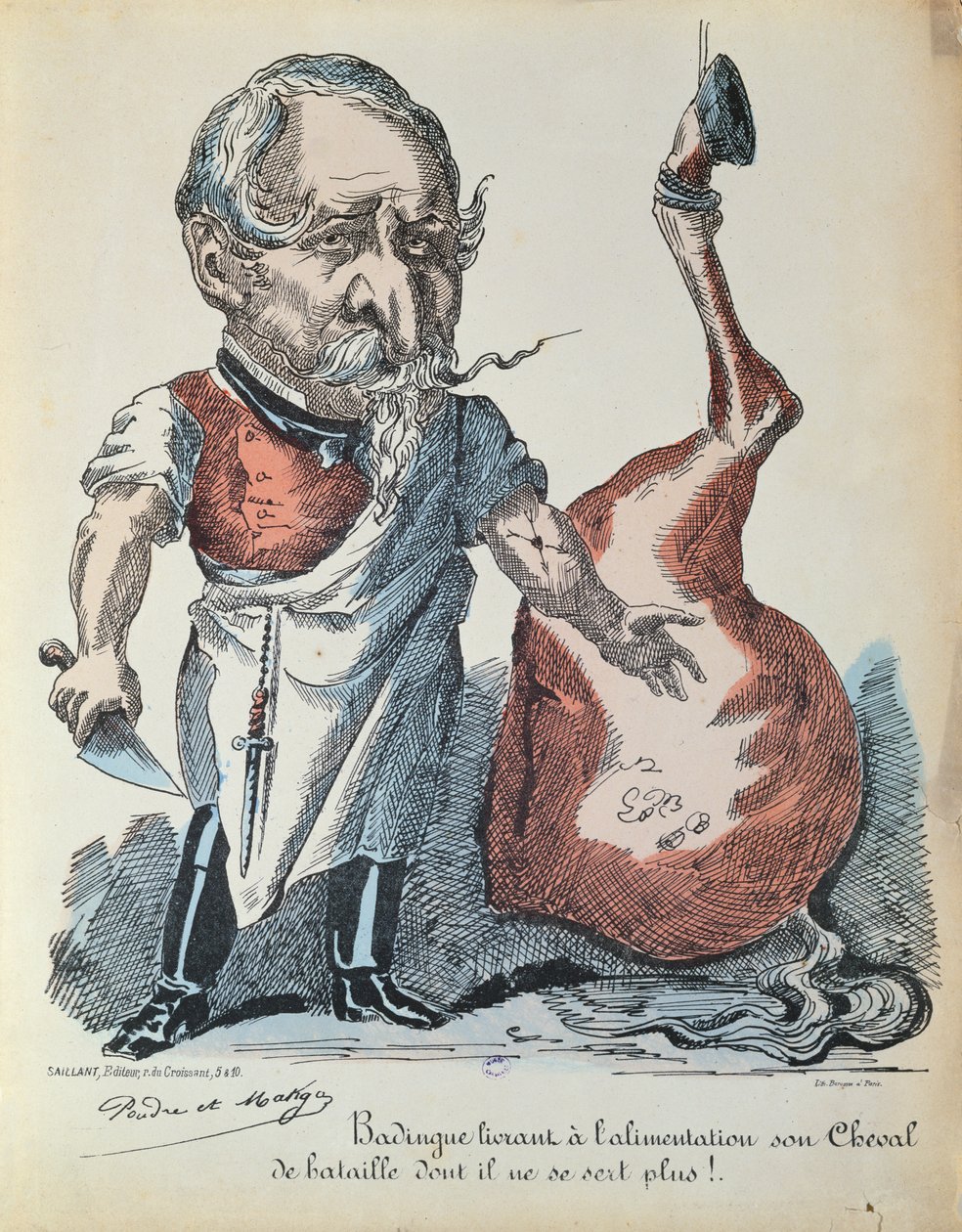Karikatur von Napoleon III. (1808-73) als Pferdemetzger während der Belagerung von Paris, 1870 von French School