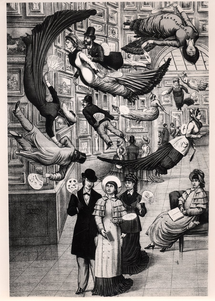 Karikatur von Besuchern des Pariser Salons von 1880 von French School