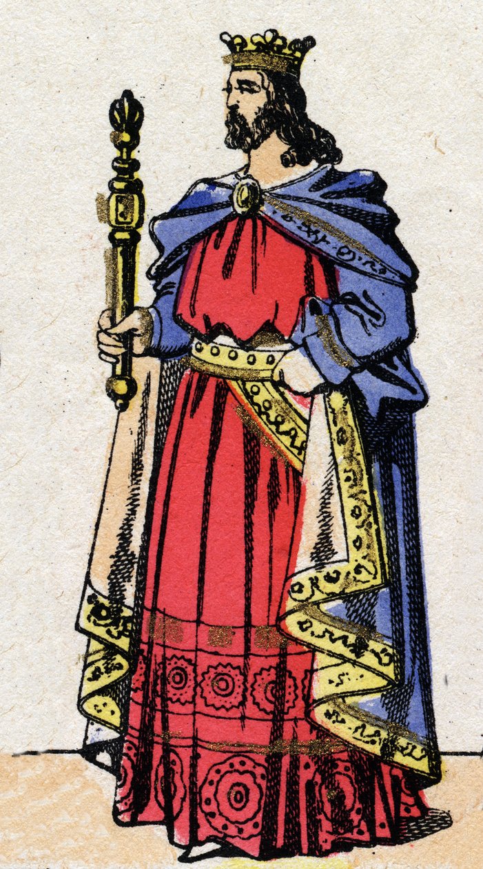 Karolingische Dynastie: Porträt von Ludwig IV., genannt Übersee (921-954), König der Franken von 936 bis 954. Epinal-Bild Ende des 19. Jahrhunderts. Private Sammlung. von French School