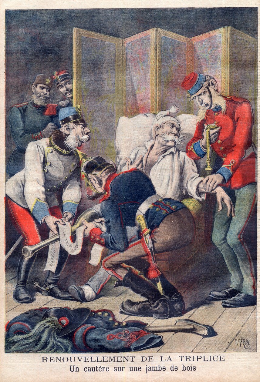 Karikatur der Dreierallianz von Deutschland, Österreich und Italien, aus 