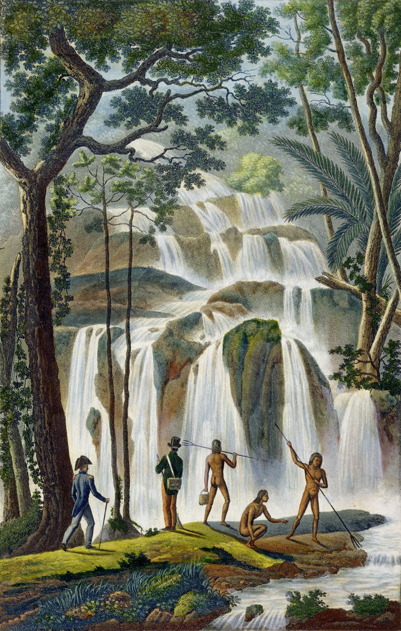 Kaskade von Port Praslin, Neuirland, aus Voyage autour du Monde, ausgeführt im Auftrag des Königs auf der Korvette Seiner Majestät, La Coquille, in den Jahren 1822, 1823, 1824 und 1825, von Louis Isidore Dup von French School