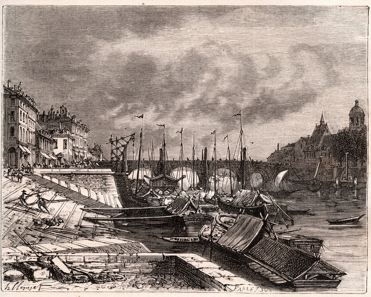 Chalon-sur-Saône - Saône-et-Loire - Gravur in „La France illustrée: Geographie, Geschichte, statistische Verwaltung“ von V.-A. Malt-Brown. 1884 von French School