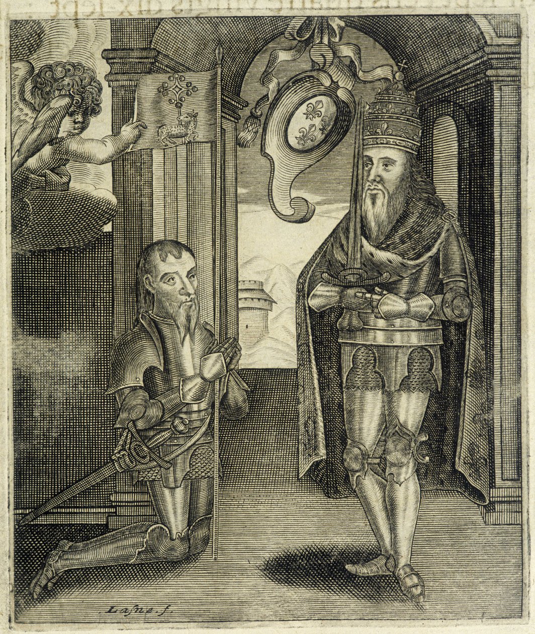 Karl der Große und Graf Toulouse Torsin (oder Chorson) - in „Geschichte der Grafen von Toulouse“ von Guillaume de Catel, Toulouse von French School
