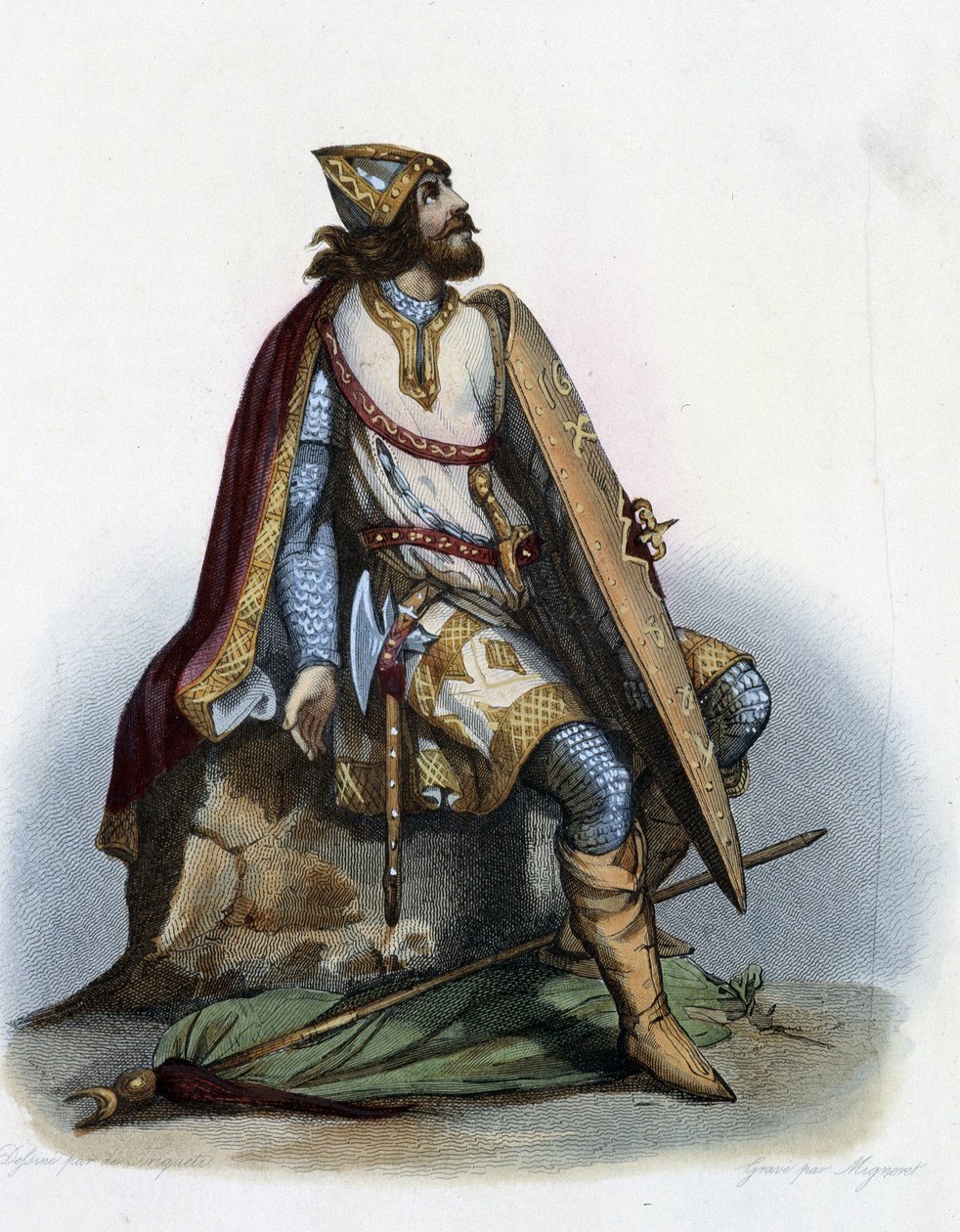 Charles Martel (688-741) Herzog von Austrasien - in „Le Plutarque français“, von Mennechet, Paris von French School