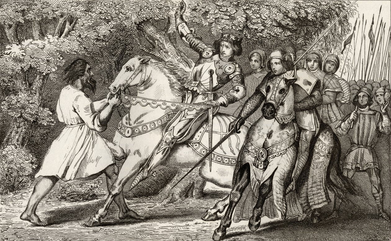 Karl VI. (1368-1412) der Wahnsinnige wird über einen Hinterhalt im Wald bei Angers informiert, aus 