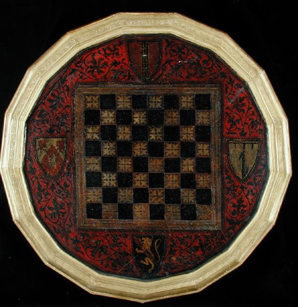 Schachbrett mit vier Wappen, ca. 1400-30 von French School