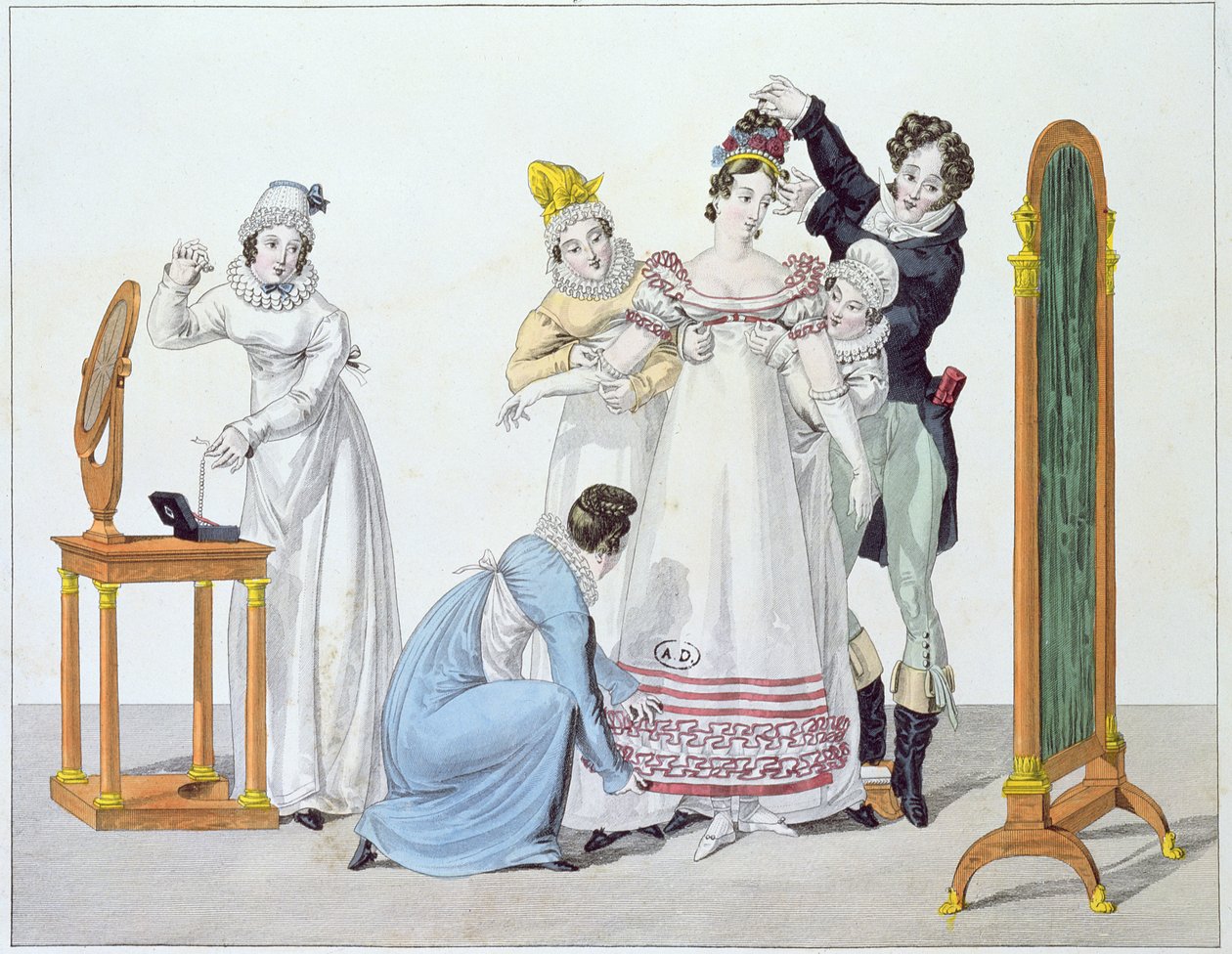 Cinq pour Une, Tafel 3 aus der Serie Le Bon Genre, frühes 19. Jahrhundert von French School