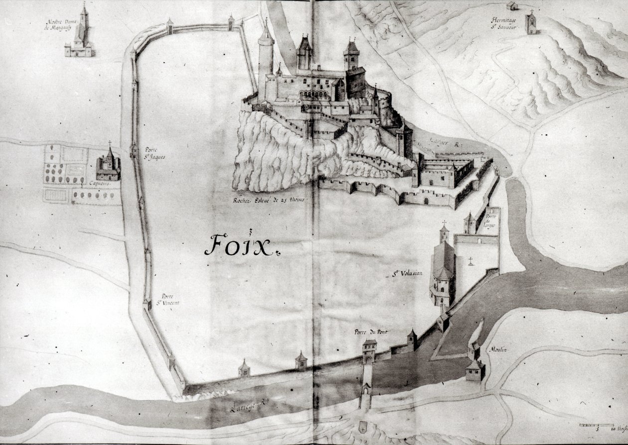 Stadt Foix, aus dem Grand Atlas, frühes 17. Jahrhundert von French School