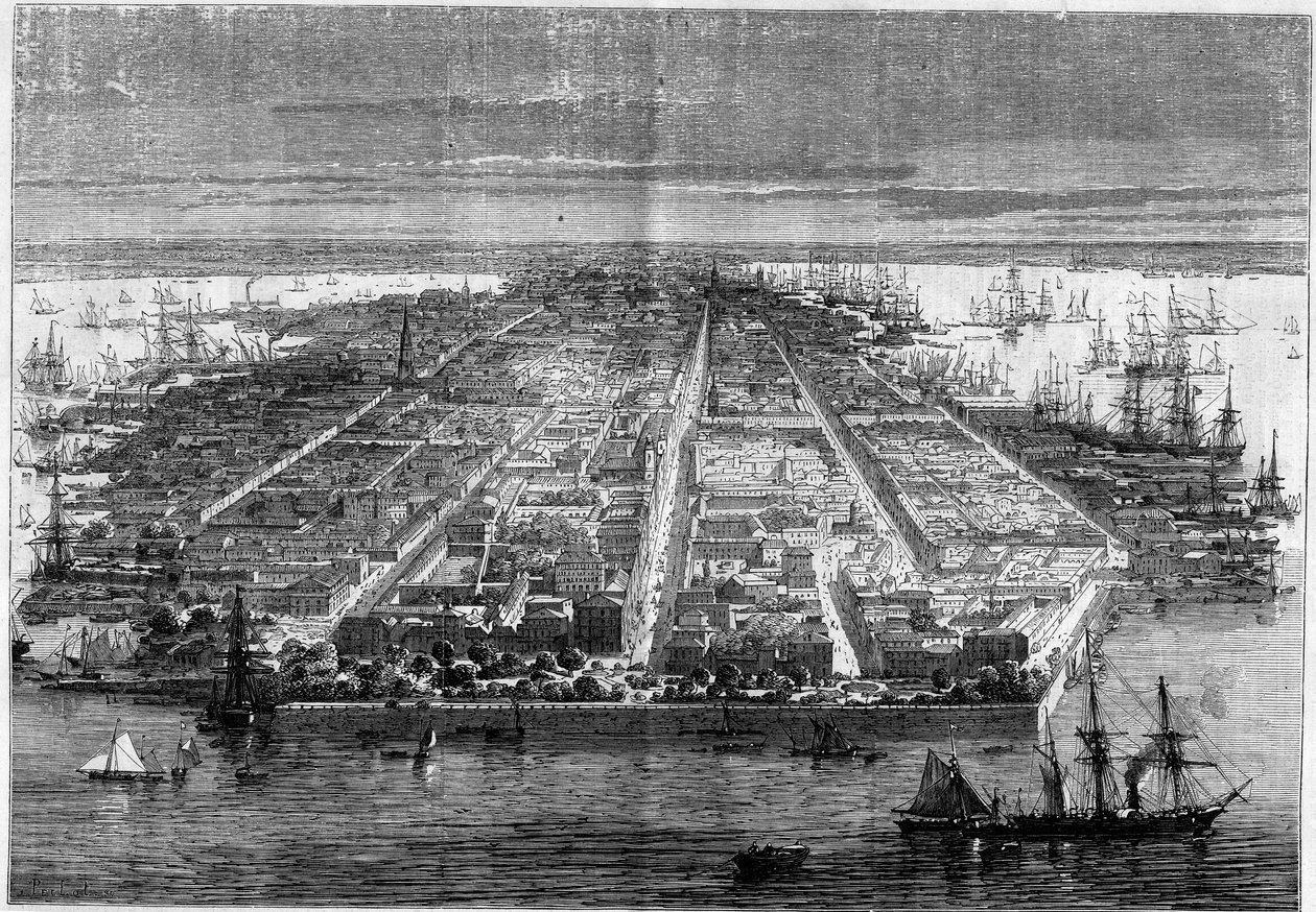 Stadtansicht von Charleston, South Carolina, Vereinigte Staaten von French School