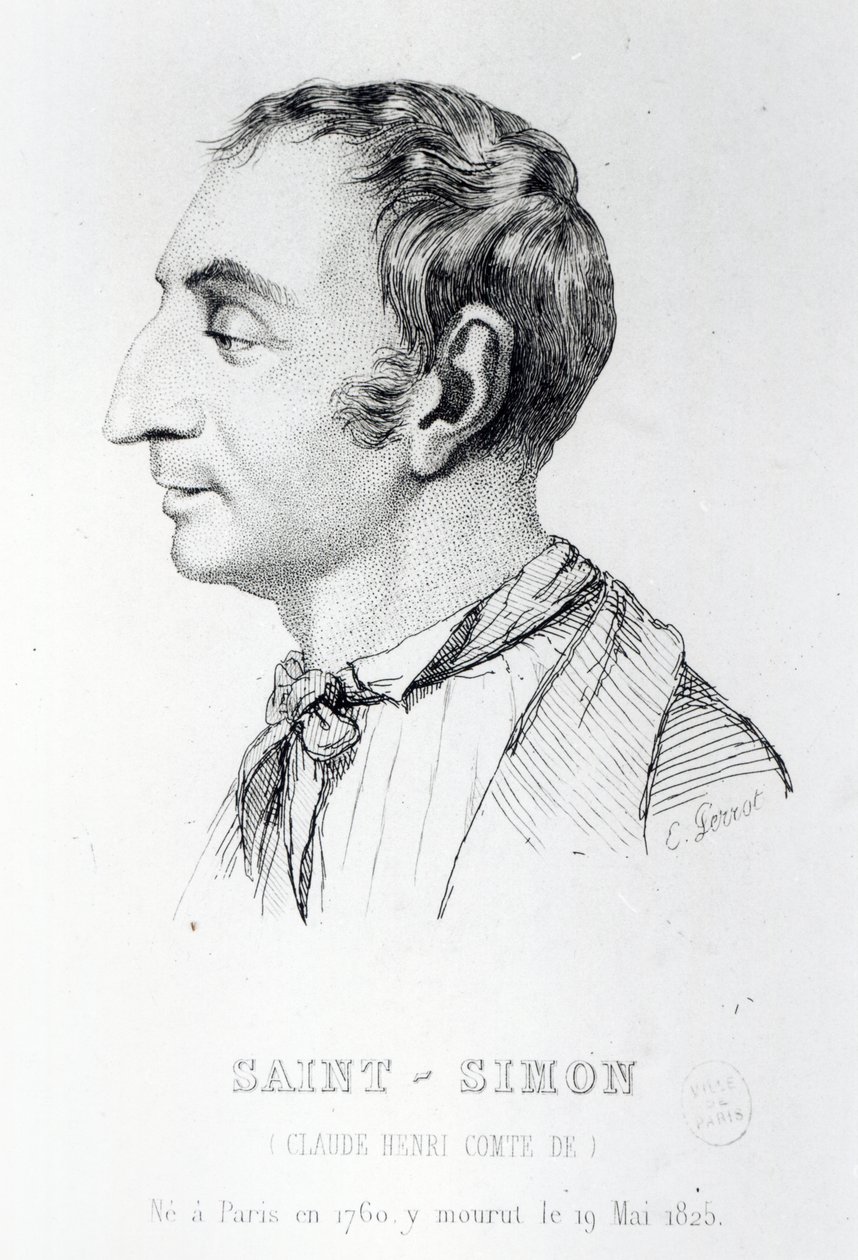 Claude Henri de Rouvroy, Graf von Saint-Simon, graviert von Perrot (19. Jahrhundert) von French School