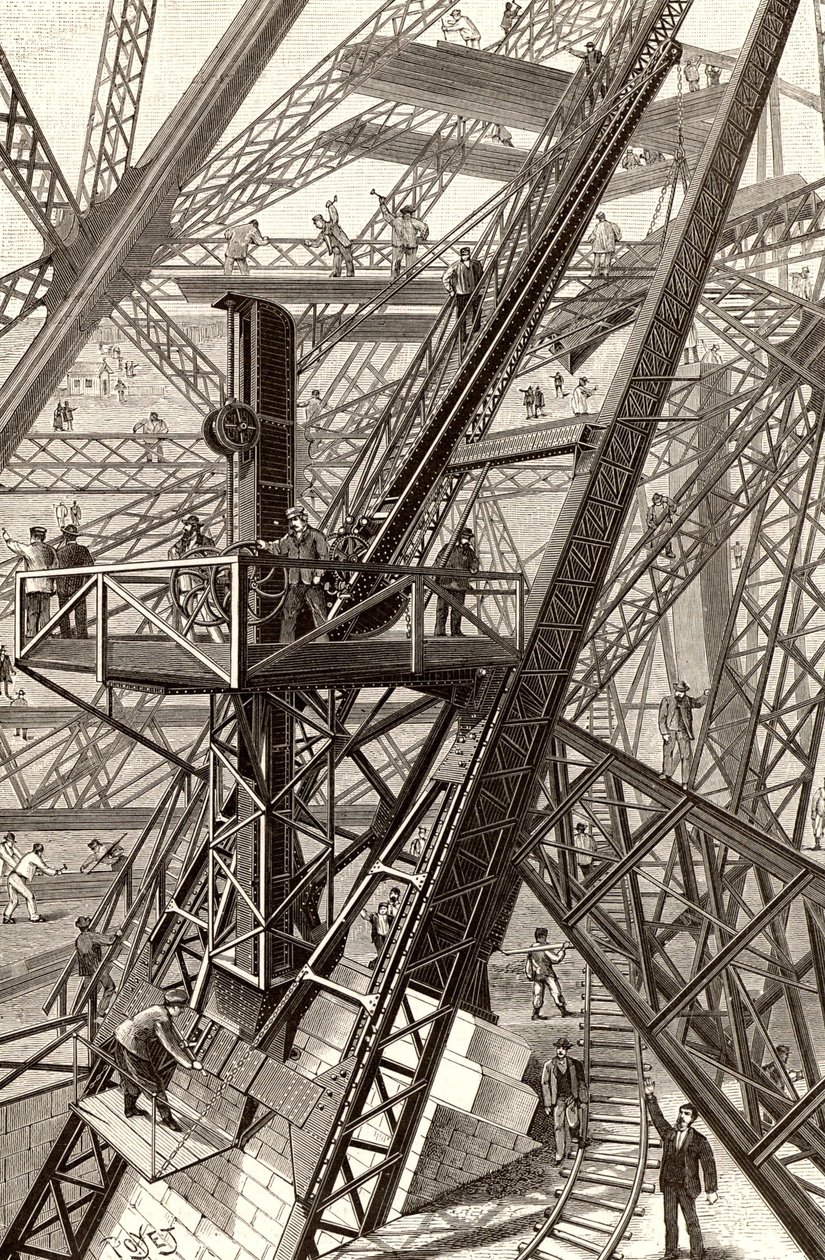 Bau des Eiffelturms, Paris von French School
