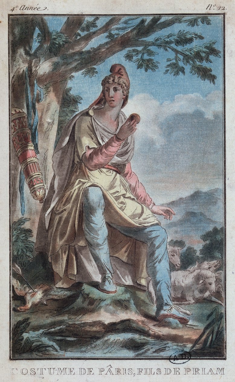 Kostümentwurf für Paris als Hirte auf dem Berg Ida von French School