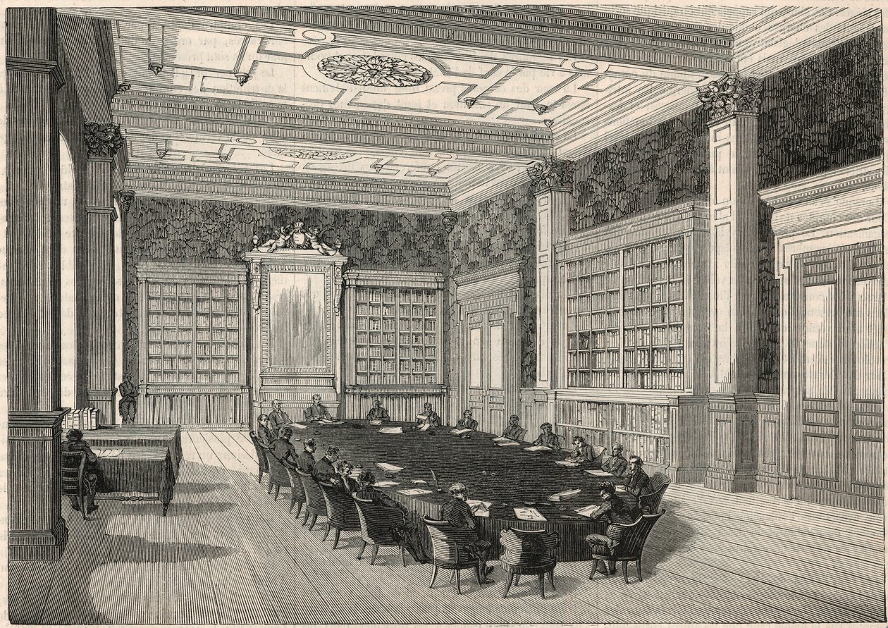 Cour des comptes - Bibliothek und Ratssaal - Gravur in „Tableau-de-Paris“ von Edmond Texier 1852 von French School