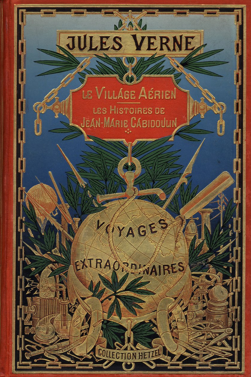 Umschlag des Buches "Das Luftdorf" von 1901 von Jules Verne von French School