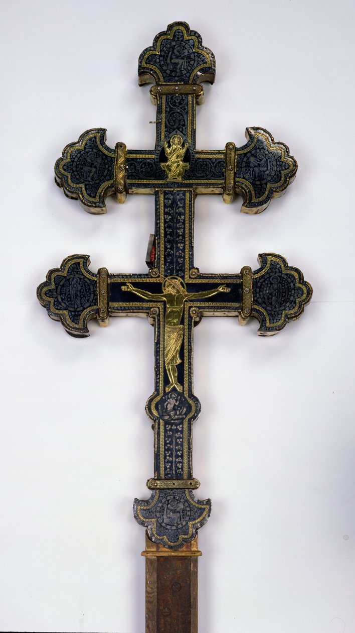 Kreuz, aus der Abtei Clairmarais (Gold eingelegt mit Halbedelsteinen) von French School