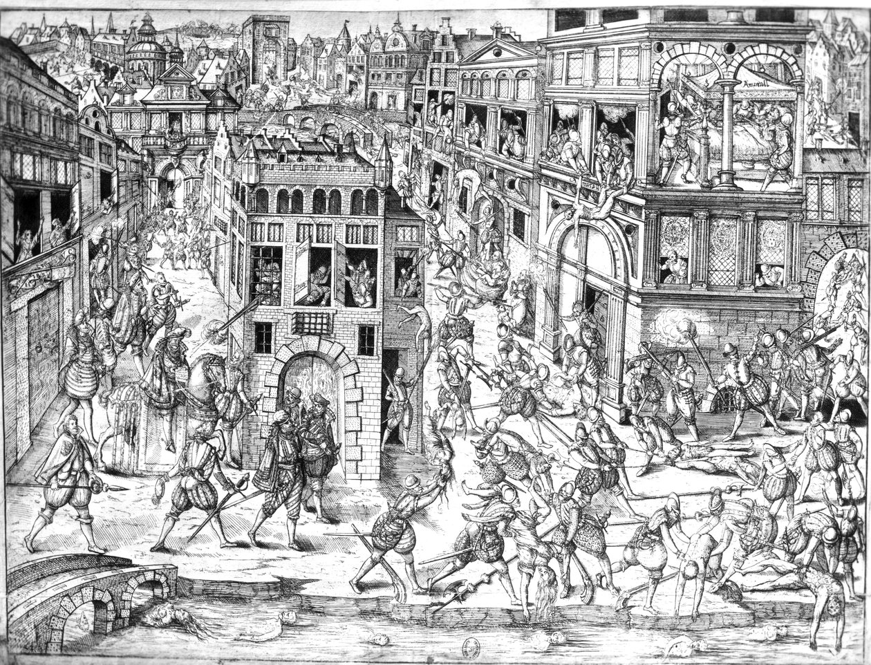 Tod von Admiral Gaspard II de Coligny (1519-72) zur Zeit des Massakers an St. Bartholomäus 1572 von French School