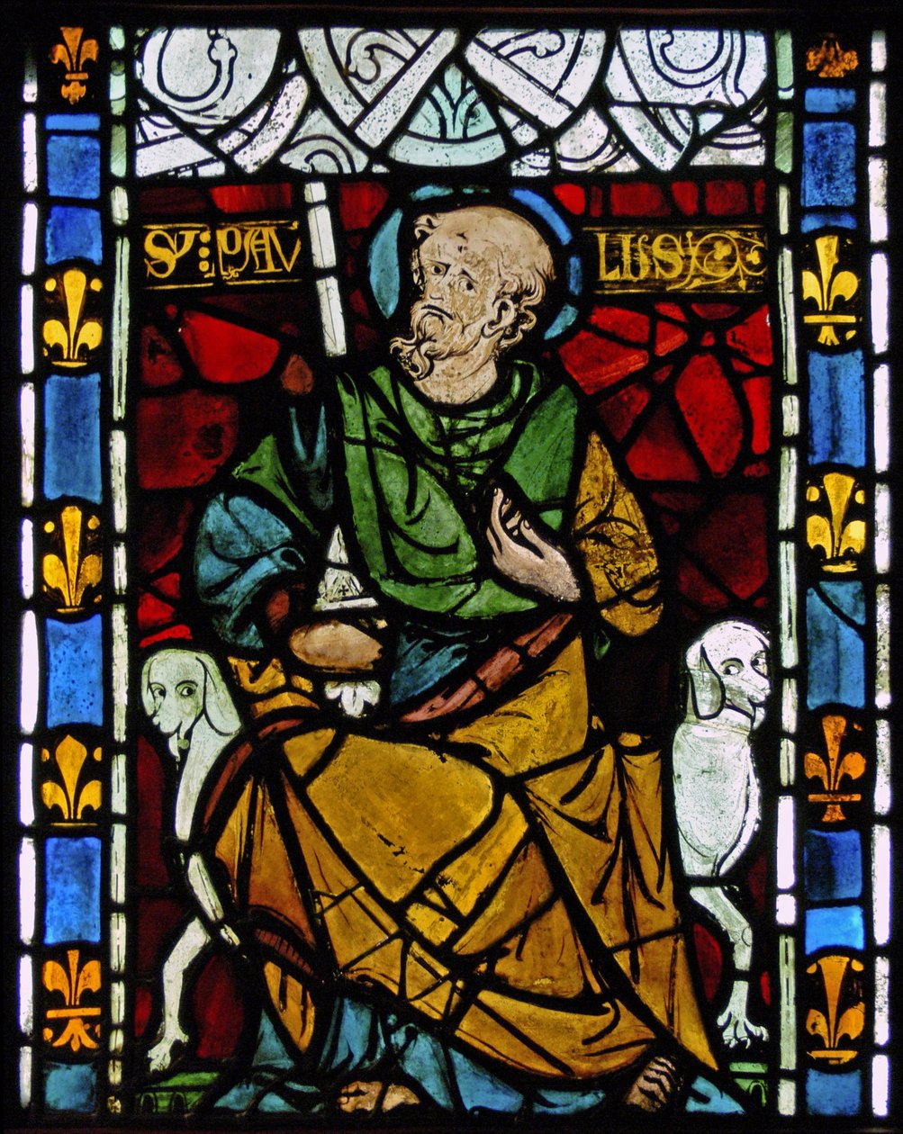 Darstellung von St. Paulus: Grisaille aus der Kapelle des Schlosses, Rouen? von French School
