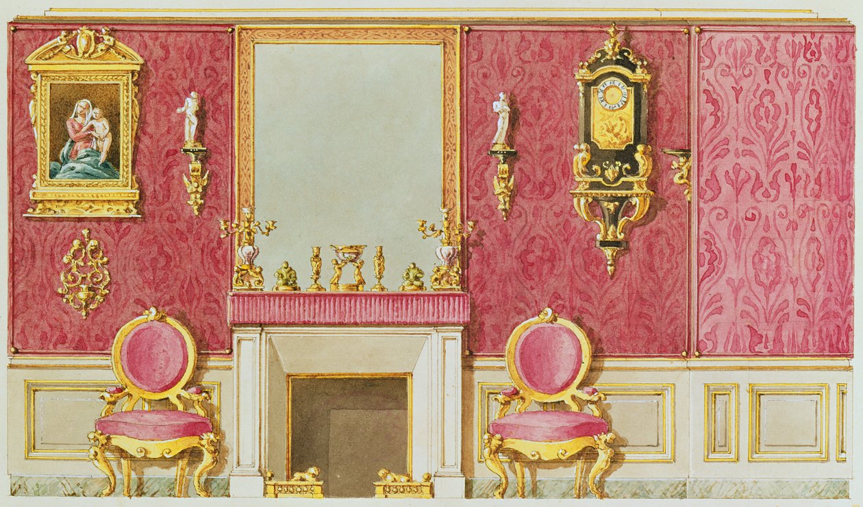 Entwurf für einen Salon in der Rue Fortunee, das Haus, das Balzac 1847 kaufte von French School