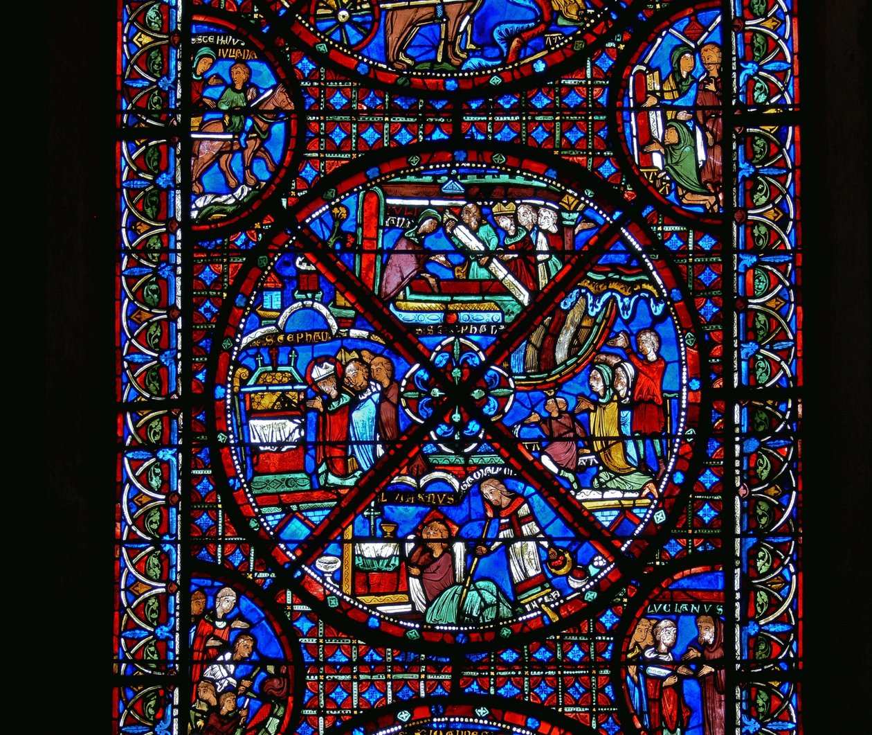 Detail eines Fensters, das Szenen aus dem Leben des hl. Stephanus darstellt (Detail) von French School