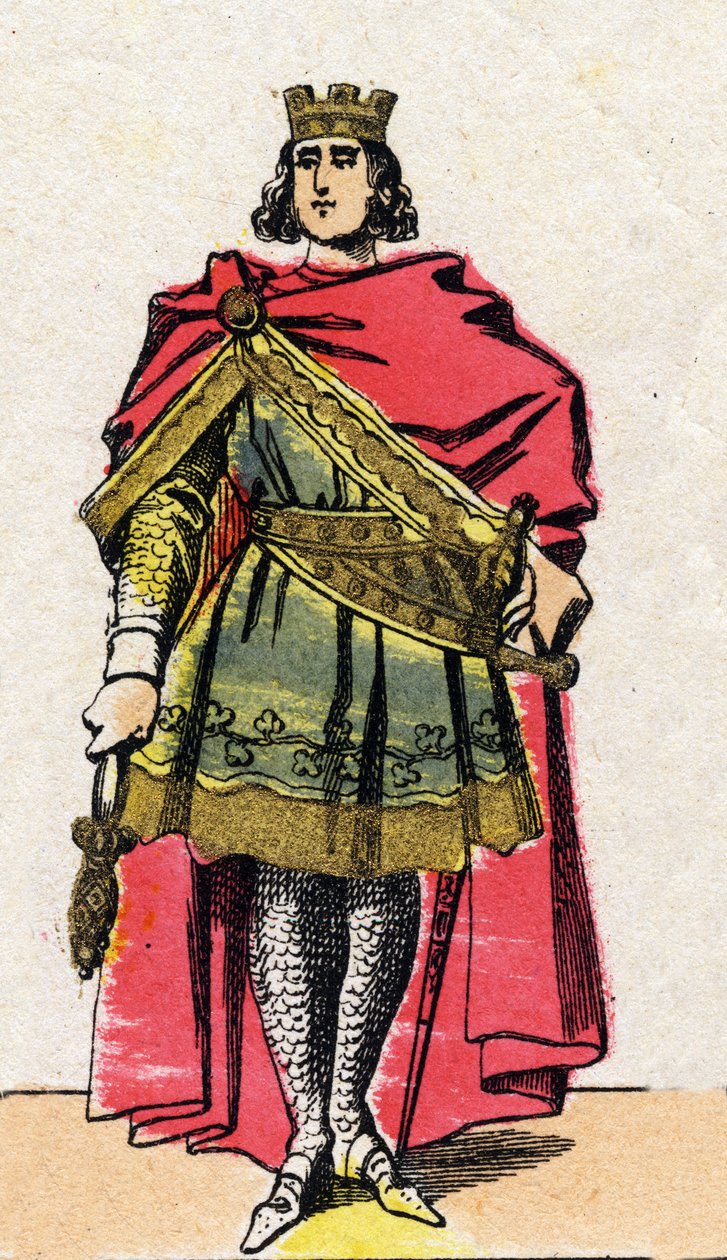 Dynastie der Kapetinger: Porträt von Philipp II., genannt Philipp August (1165-1223), König von Frankreich von 1180 bis 1223. Epinal-Bildgebung aus dem späten 19. Jahrhundert. Private Sammlung. von French School