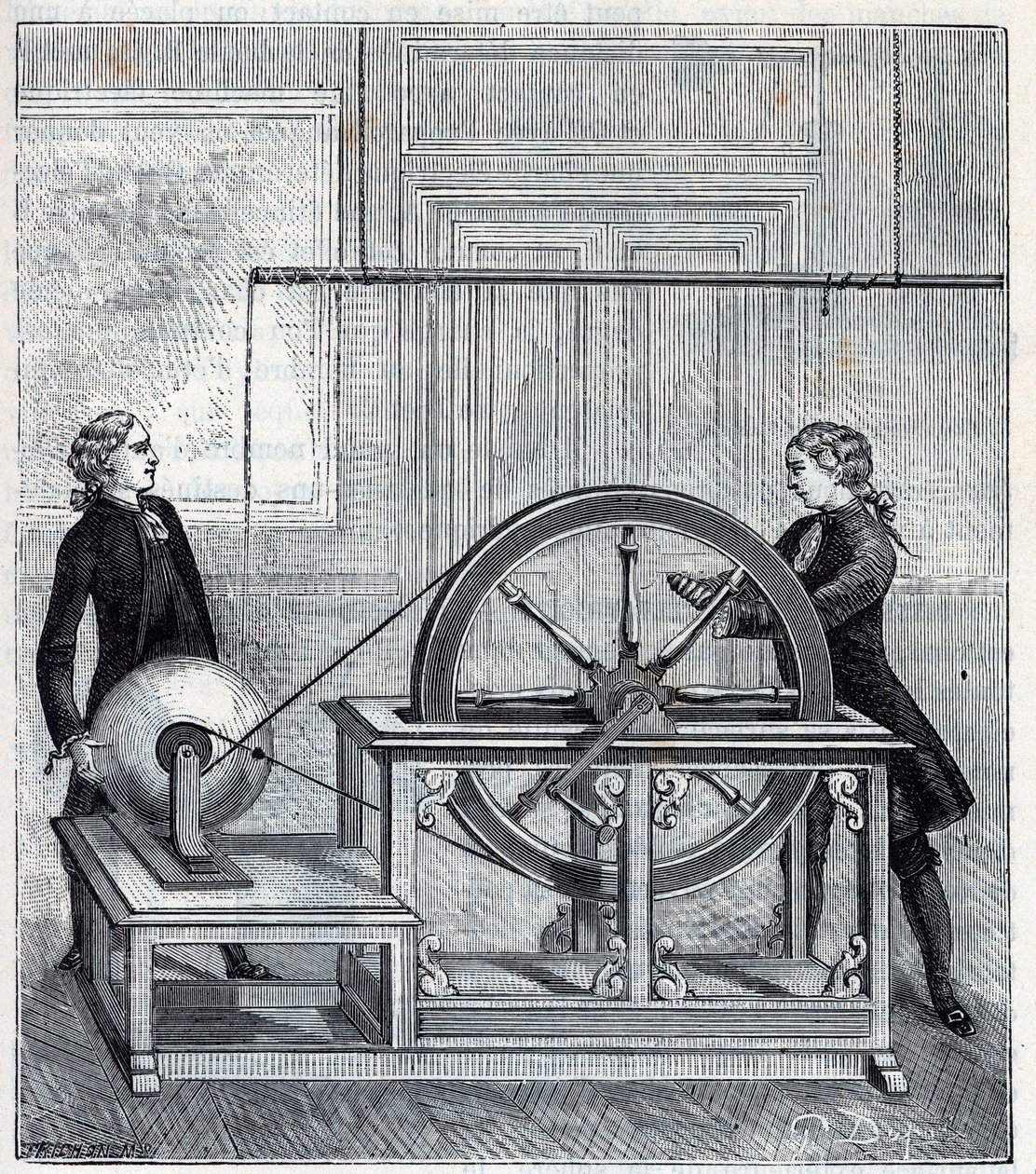 Elektrische Maschine von Francis Hauksbee, perfektioniert von Boze l