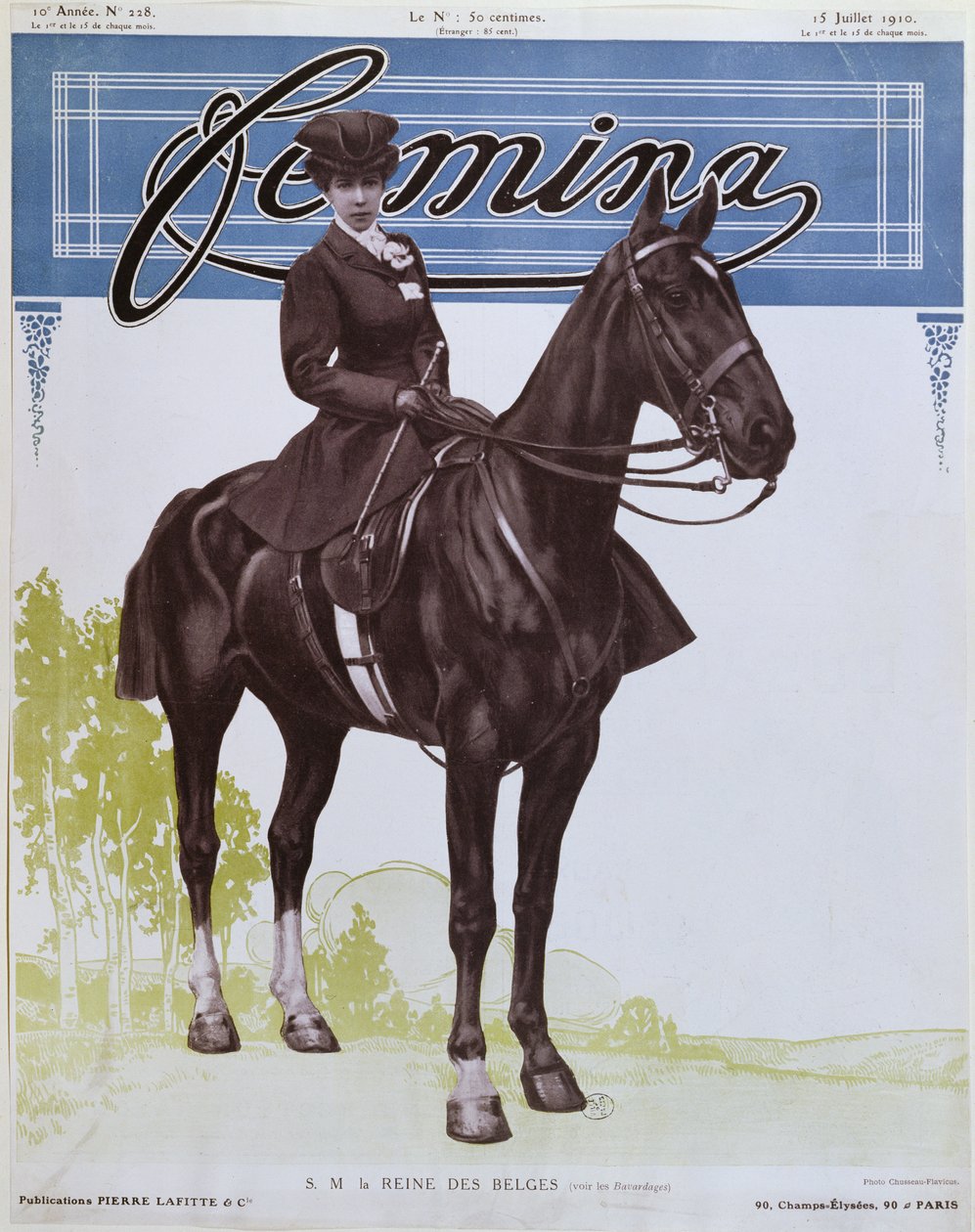 Elisabeth (1876-1965) Königin der Belgier, vom Titelblatt des Femina Magazins, 15. Juli 1910 von French School