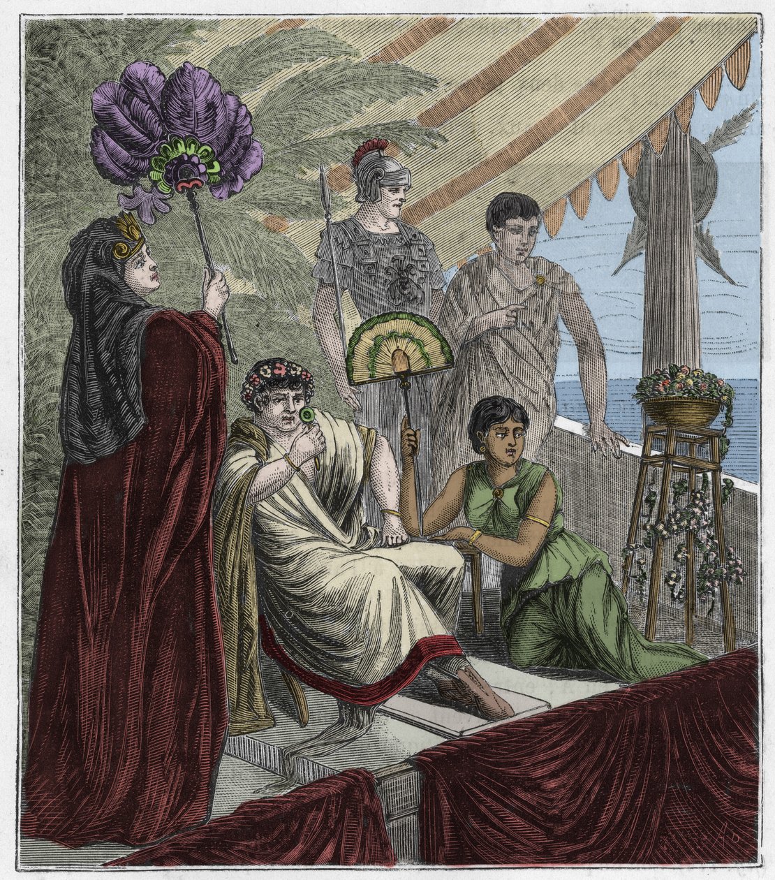 Smaragdlinse, verwendet als optisches Instrument von Kaiser Nero, Kaiser von Rom (54-68 n. Chr.), der Gladiatorenkämpfe durch einen konkav geschliffenen Smaragd beobachtet, der als Linse zur Korrektur seiner Myopie dient - Gravur in "Sciences mises à la ra von French School