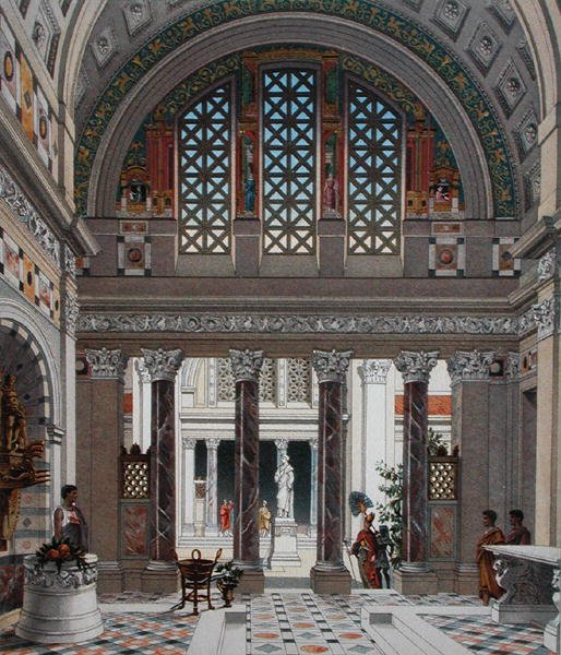 Eingangshalle eines Palastes im antiken Rom, um 1880 von French School